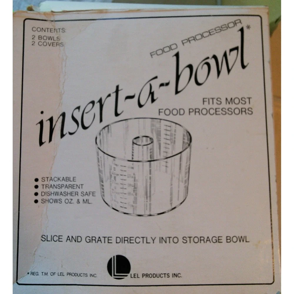 2‎ Insert-A-Bowl Universal Food Processor 5-Cup Bowls & Lids 1980 Vtg Stacking